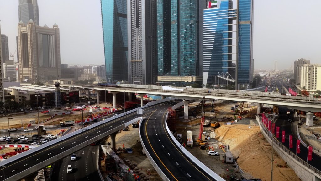 Trade Center Roundabout Development: RTA Opens Two New Bridges to Ease Traffic Congestion.