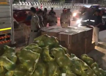 പാലക്കാട്ട് തണ്ണിമത്തൻ ചാക്കുകൾക്കിടയിൽ സ്ഫോടകശേഖരം; ലോറി പൊലീസ് പിടിയിൽ