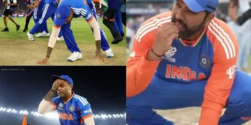 ലോകകപ്പ് വിജയത്തിന് ശേഷം പിച്ചിലെ മണ്ണ് നെറ്റിയിൽ ചാർത്തി സൂര്യകുമാർ യാദവ്; വൈറലായി ആഘോഷം