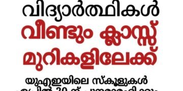 യുഎഇയിലെ സ്കൂളുകൾ തിങ്കളാഴ്ച മുതൽ സജീവമാകും; നേരിട്ടുള്ള അധ്യയനം പുനരാരംഭിക്കുന്നു