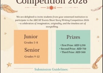 യു.എ.ഇയിൽ വിദ്യാർത്ഥികൾക്ക് സുവർണ്ണാവസരം: ഇംഗ്ലീഷ് ചെറുകഥാ മത്സരവുമായി അക്കാഫ് ഇവന്റ്സ്