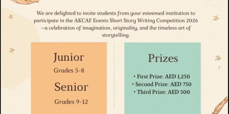 യു.എ.ഇയിൽ വിദ്യാർത്ഥികൾക്ക് സുവർണ്ണാവസരം: ഇംഗ്ലീഷ് ചെറുകഥാ മത്സരവുമായി അക്കാഫ് ഇവന്റ്സ്