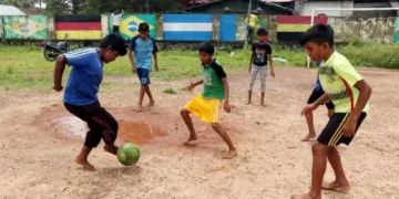 Massive cutouts of Lionel Messi erected by football fans in Kerala ahead of the 2026 World Cup final.