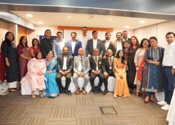 Siju Joseph and new office bearers of Dubai Oasis Lions Club at the 2026 installation ceremony in Dubai