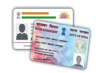 Indian expat reviewing tax documents and checking PAN card status online on a laptop.