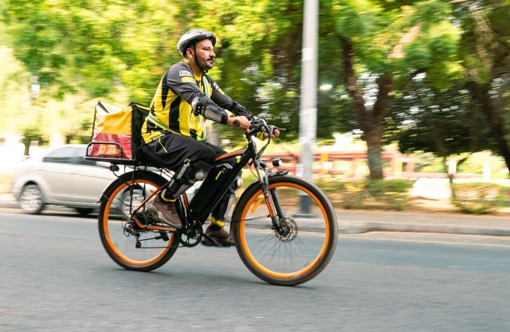 RTA delivery e-bike operating in Dubai Marina.