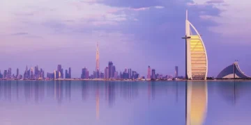 Skyline of Dubai showcasing digital infrastructure and modern urban transport