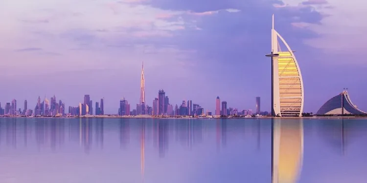 Skyline of Dubai showcasing digital infrastructure and modern urban transport