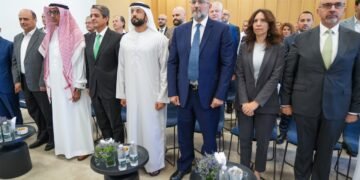 Inauguration ceremony of the Arab Youth Center facility in Al Muqabalain, Amman, with UAE and Jordanian officials.