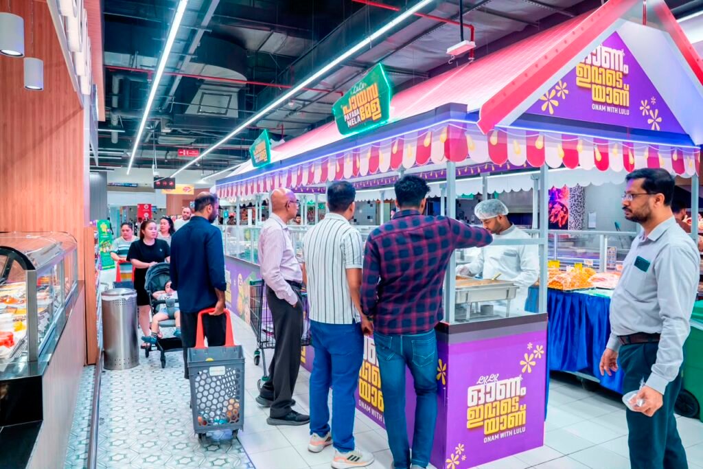 LuLu Hypermarket Onam Sadya display featuring traditional Kerala dishes and festive produce in UAE