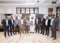 Dubai KMCC Vice President Hamza Thotti presenting a memento to Pace Group MD Salman Ibrahim during the Talk Time with Leader event in Dubai.
