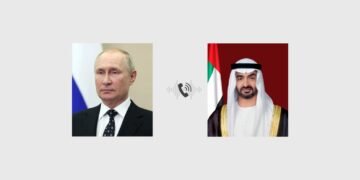 UAE President Sheikh Mohamed bin Zayed Al Nahyan and Russian President Vladimir Putin
