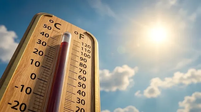 National Center of Meteorology weather station symbol against a sunlit skyline in the UAE