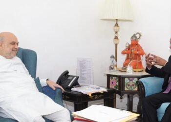LuLu Group Chairman MA Yusuff Ali in discussion with Union Home Minister Amit Shah in New Delhi.