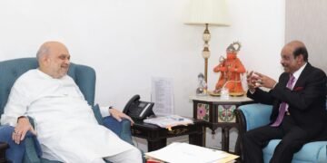LuLu Group Chairman MA Yusuff Ali in discussion with Union Home Minister Amit Shah in New Delhi.
