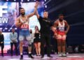UAE representative Khamzat Chimaev pinned former UFC champion Tyron Woodley in just 94 seconds at the Real American Freestyle tournament in Moscow.
